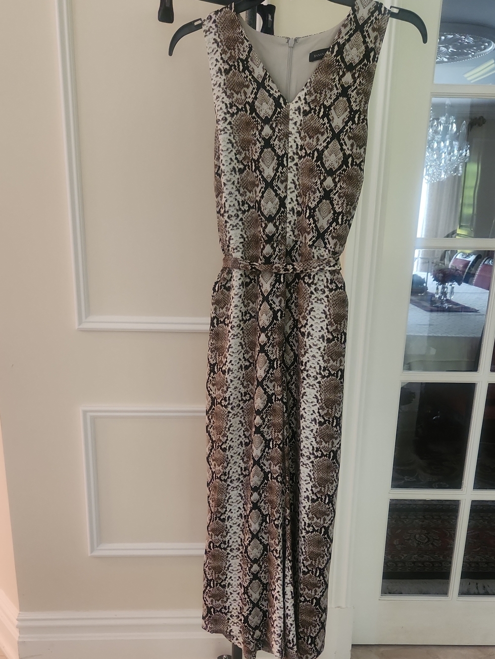 Banana Republic Snake Print Pants Jumpsuit.  NWOT. Brown & Cream, NeutralPalette